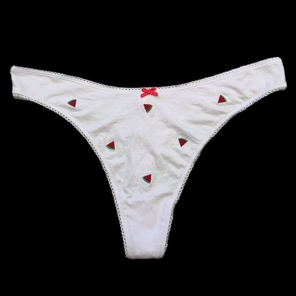 Victorias Secret Pink Soft Cotton Thong Panty Script Logo Green - Picture 3 of 5